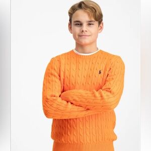 Ralph Lauren Sport youth xl Orange cotton vintage Crewneck Sweater rare